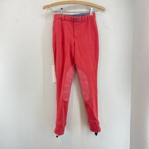 Holly Berry Kids Equestrian Pants Coral Pink Horseshoe Logo Kids Sz 10 Breeches